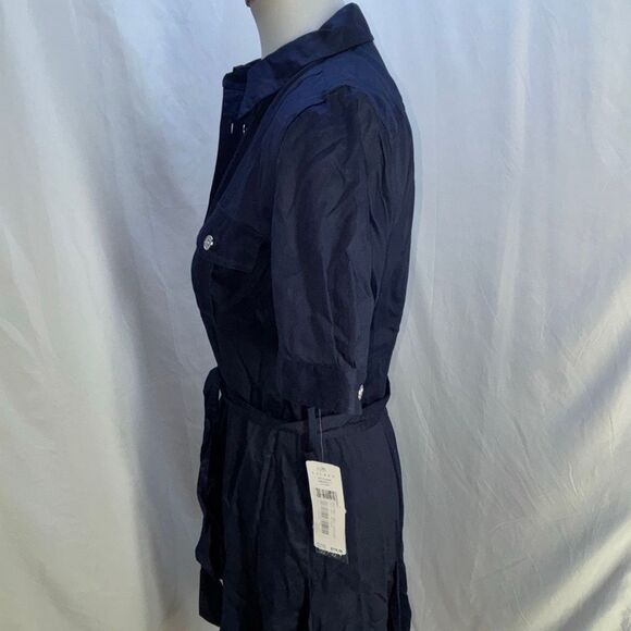 NWT Ralph Lauren spectator button front shirt dress tie Sz 8 city navy blue - Picture 4 of 12